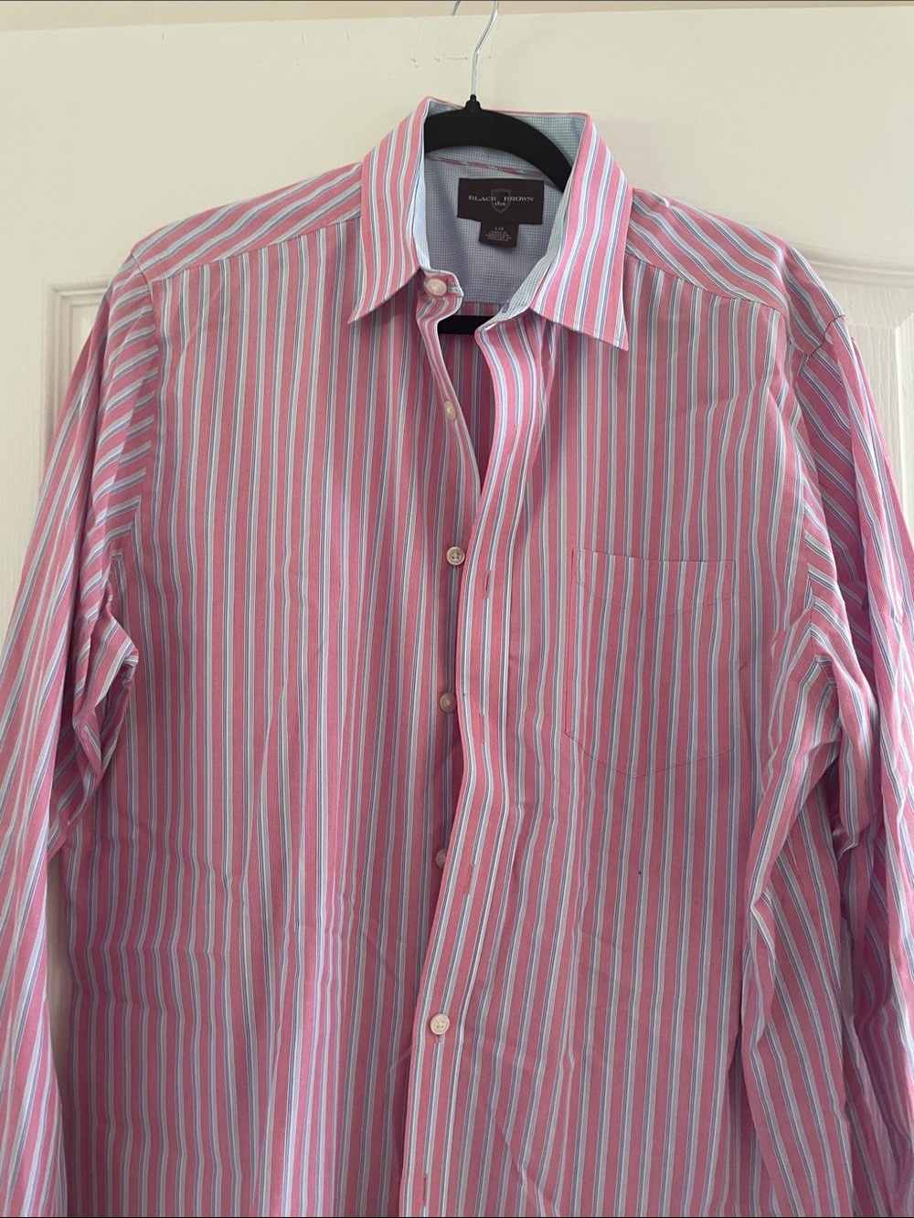 Black Brown 1826 Pink & White Striped Men's Dress Shirt